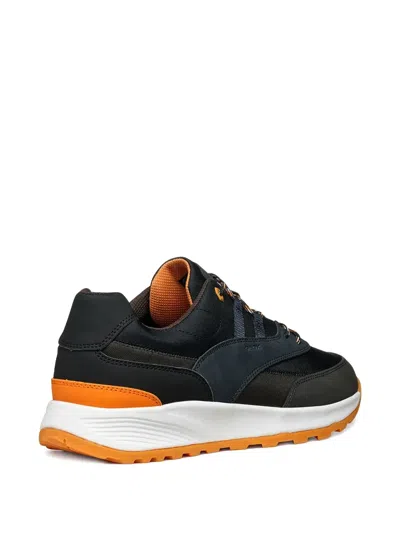 Geox Lace-up Panelled Sneakers In Black