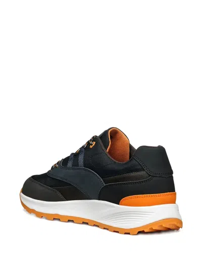 Geox Lace-up Panelled Sneakers In Black