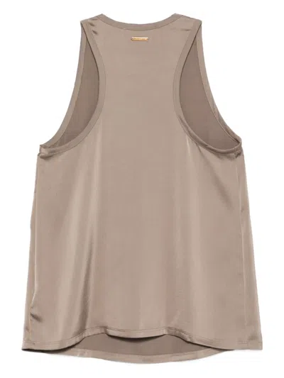 Michael Michael Kors Round-neck Sleeveless Top In Brown