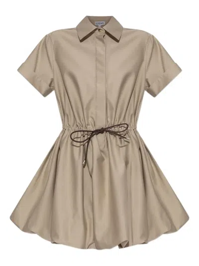 Loewe Drawstring-waist Bubble Dress In Neutral