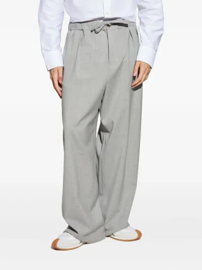 Loewe Pleated Drawstring Trousers In Gray