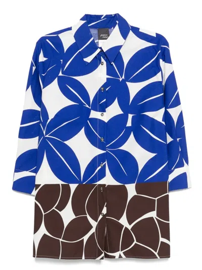 Marina Rinaldi Dedo Floral-print Cotton Shirt In Black