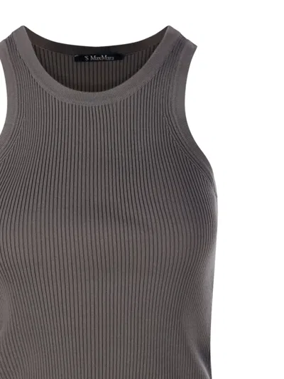 S Max Mara Ribbed Sleeveless Top In Black