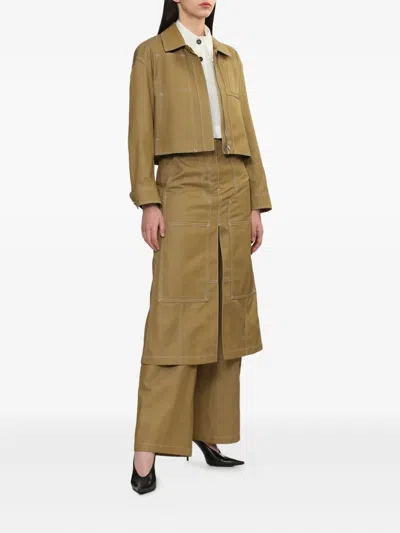 Juunj Contrast-stitch Cropped Jacket In Brown
