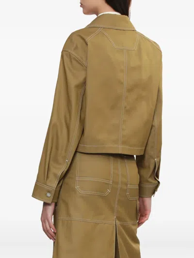 Juunj Contrast-stitch Cropped Jacket In Brown