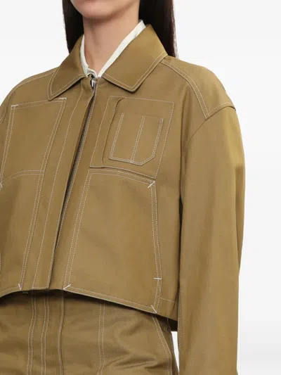 Juunj Contrast-stitch Cropped Jacket In Brown