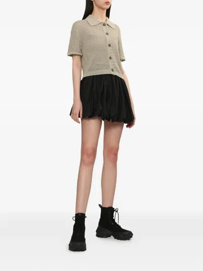 Juunj Buttoned Open-knit Cardigan In Gray