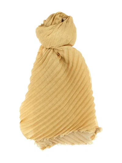 Issey Miyake Beige Double Pleats Stole In Yellow
