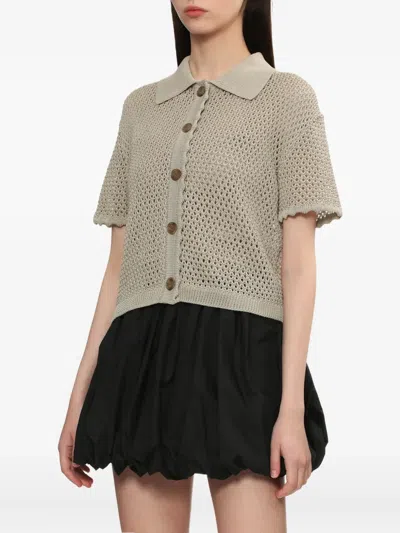 Juunj Buttoned Open-knit Cardigan In Gray