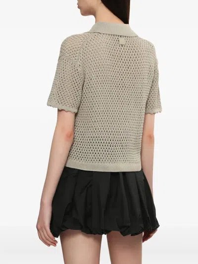 Juunj Buttoned Open-knit Cardigan In Gray