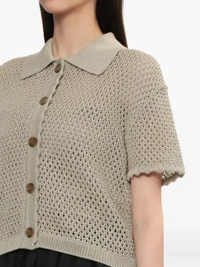 Juunj Buttoned Open-knit Cardigan In Gray