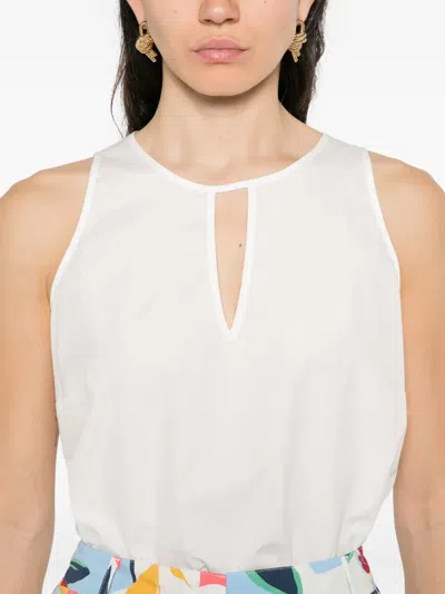 Pennyblack Keyhole-neck Sleeveless Top In White