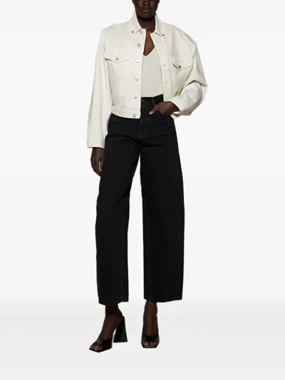 Entire Studios Cropped Denim Jacket In White