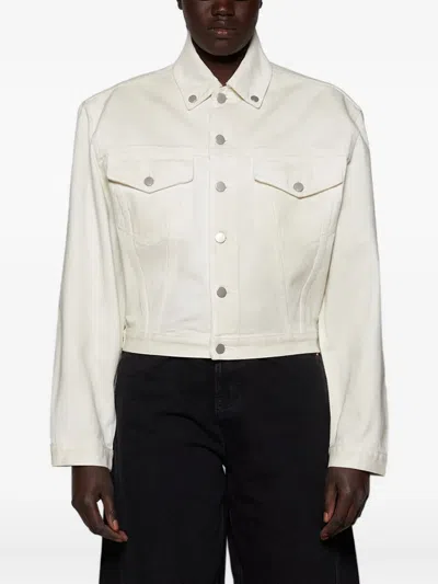 Entire Studios Cropped Denim Jacket In White