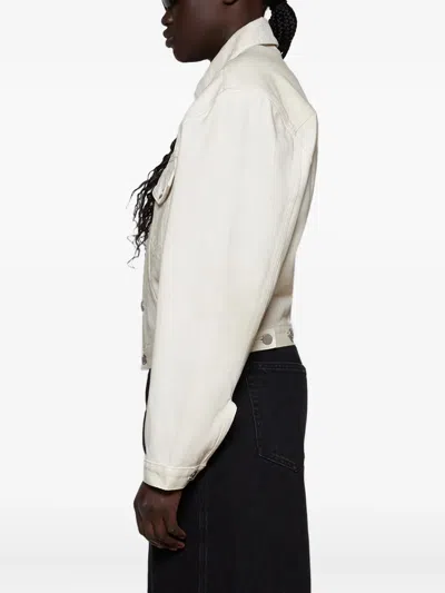 Entire Studios Cropped Denim Jacket In White