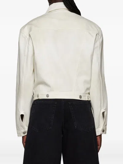 Entire Studios Cropped Denim Jacket In White