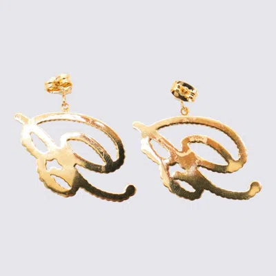 Blumarine Crystal Embellished Dangle Earrings In Gold