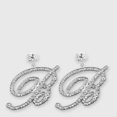 Blumarine Crystal-logo Earrings In Metallic