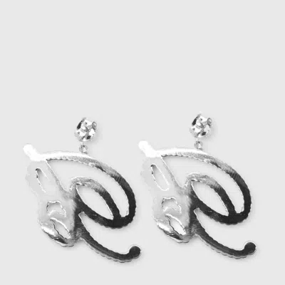 Blumarine Crystal-logo Earrings In Metallic