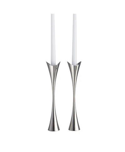 Nambe 11 Curve Candlesticks, Set Of 2 In Silver