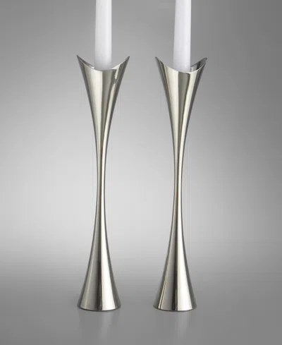 Nambe 11 Curve Candlesticks, Set Of 2 In Silver