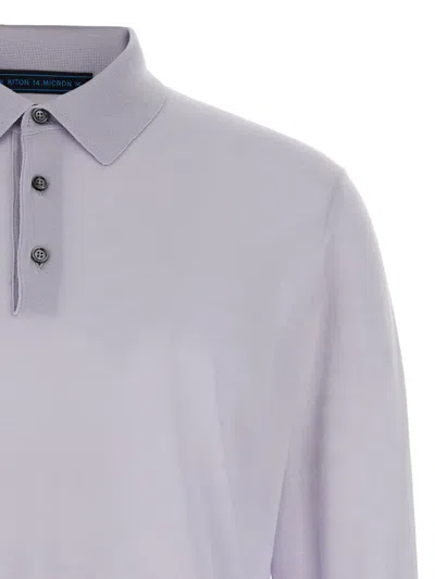 Kiton Ribbed Cuffs And Hem Polo Shirt In Gray