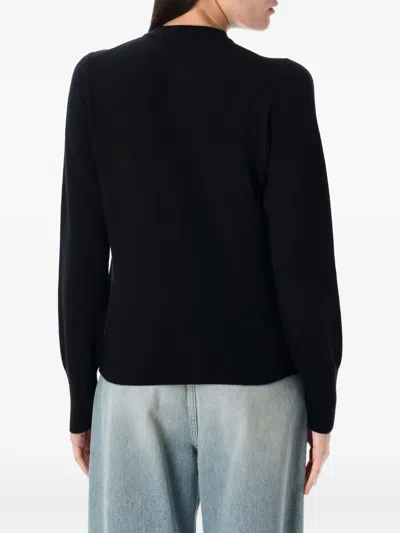 Rhea Button-down Cardigan With Round Neckline And Texture In Black