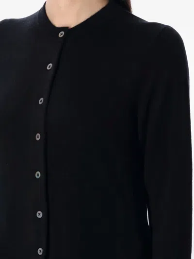 Rhea Button-down Cardigan With Round Neckline And Texture In Black