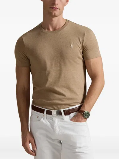 Polo Ralph Lauren T-shirt Mit Logo-stickerei In Brown