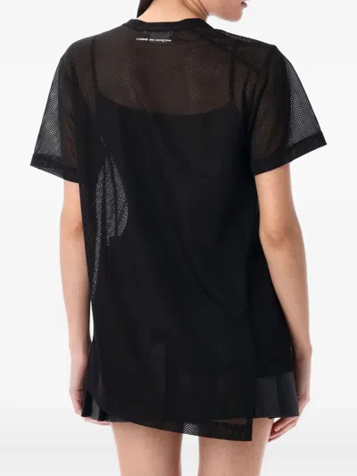Comme Des Garçons Asymmetric Nylon Mesh T-shirt In Black