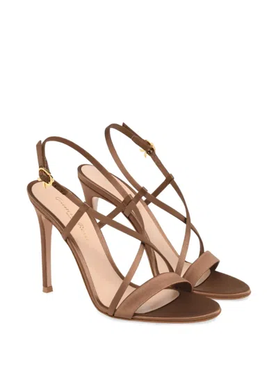 Gianvito Rossi Slingback Cross-strap Sandals In Brown
