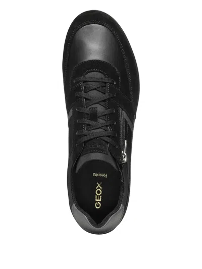 Geox Renan Zip-detail Suede Sneakers In Black