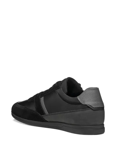 Geox Renan Zip-detail Suede Sneakers In Black