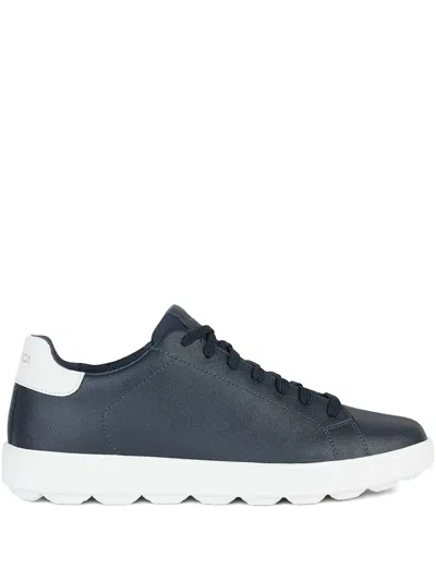Geox Spherica™ Ecub-1 Leather Lace-up Sneakers In Black