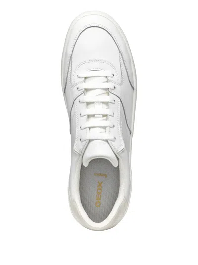 Geox Affile Leather Sneakers In White