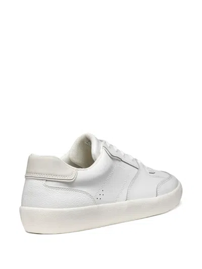 Geox Affile Leather Sneakers In White
