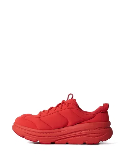 Hoka Bondi Quilted Lace-up Sneakers In Red
