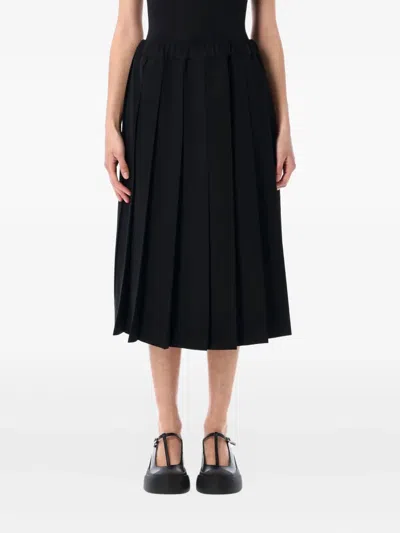 Comme Des Garcons Girl Pleated Midi Skirt In Black