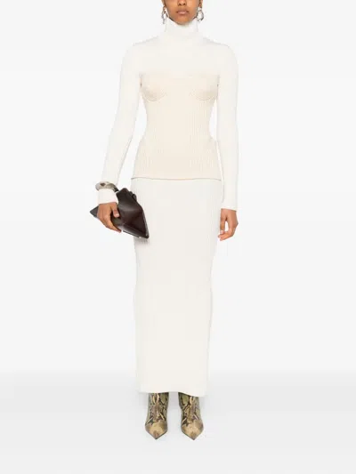 Jean Paul Gaultier Ribbed-knit Corset Dress In Neutral