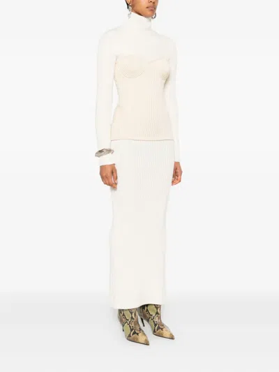 Jean Paul Gaultier Ribbed-knit Corset Dress In Neutral
