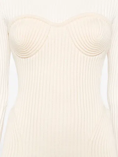 Jean Paul Gaultier Ribbed-knit Corset Dress In Neutral