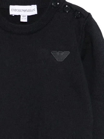 Emporio Armani Eagle-logo Button-detail Sweater In Black