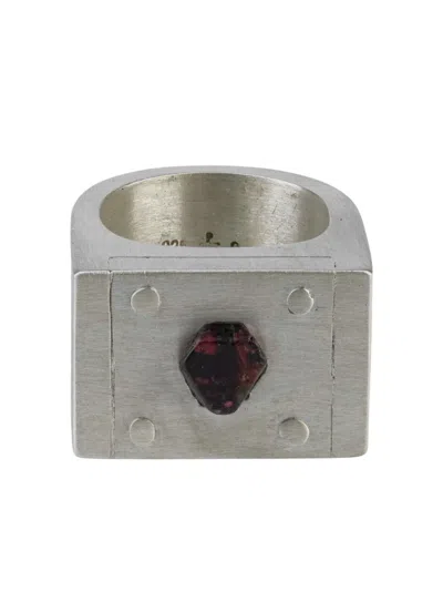 Parts Of Four Plate Single Spinel Ring In Silver