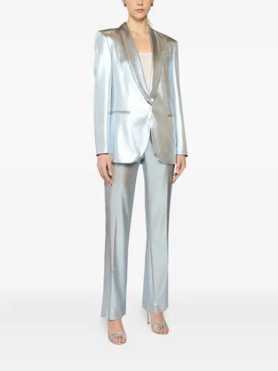 Genny Metallic Single-breasted Blazer In Neutral