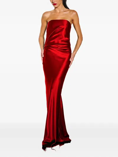 The Sei Strapless Silk Maxi Dress In Red
