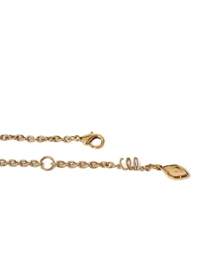 Chloé Metallic Necklace With Claw Clasp Rear Closure And Pendant With Logo Plaque In Brass Woman In Gold