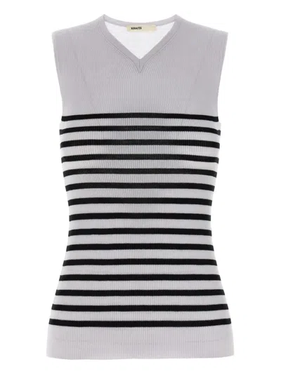 Khaite Striped Sleeveless Top In Gray