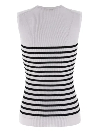 Khaite Striped Sleeveless Top In Gray