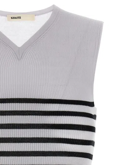 Khaite Striped Sleeveless Top In Gray
