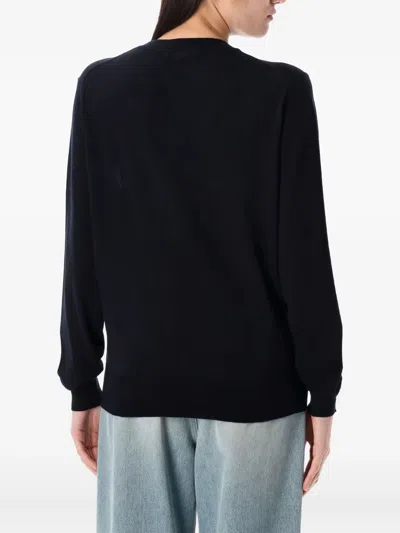 Rhea Black Relaxed-fit Merino Wool Crew Neck Sweater In Black